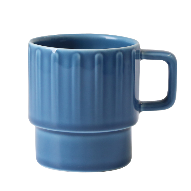蓝色200ml竖纹咖啡杯