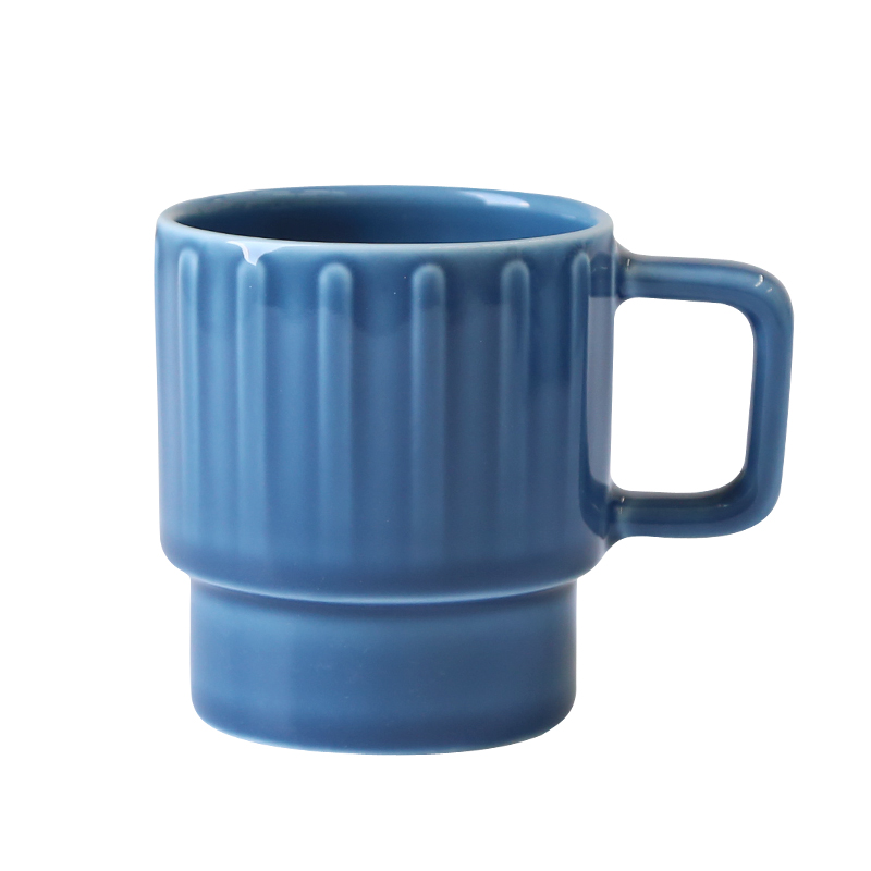 蓝色150ml竖纹咖啡杯