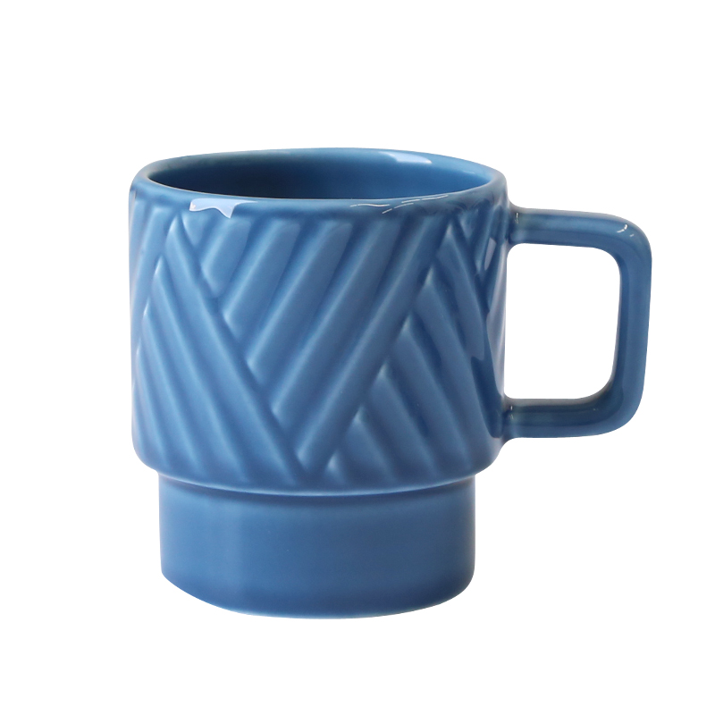 蓝色150ml三角咖啡杯