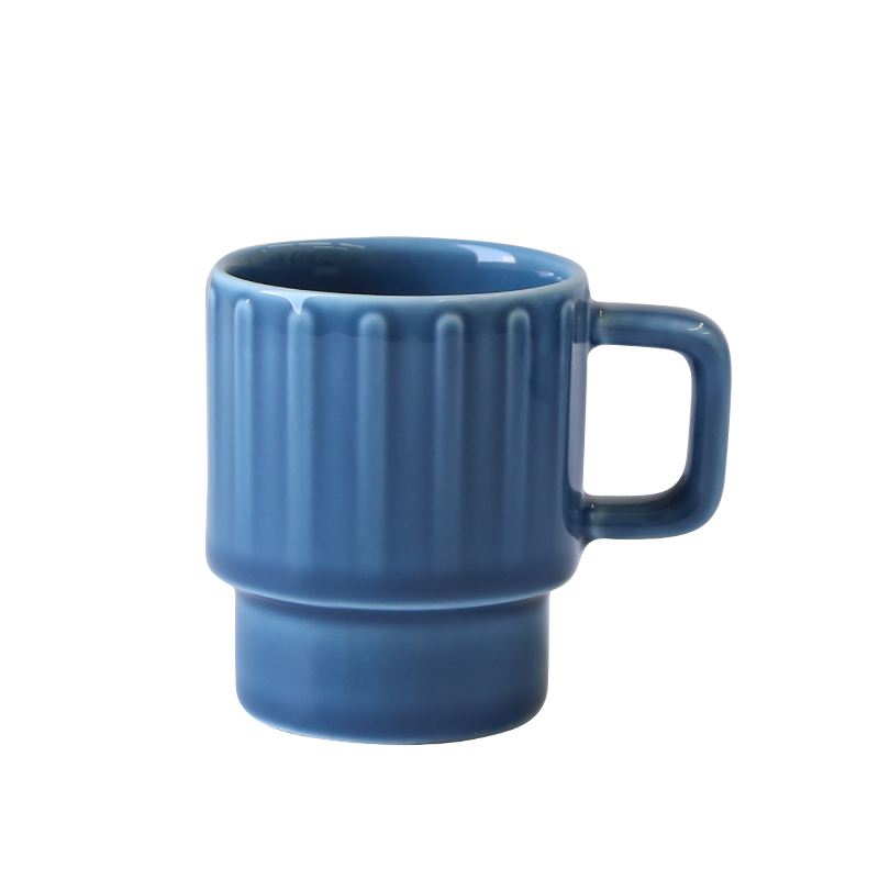 蓝色80ml竖纹咖啡杯